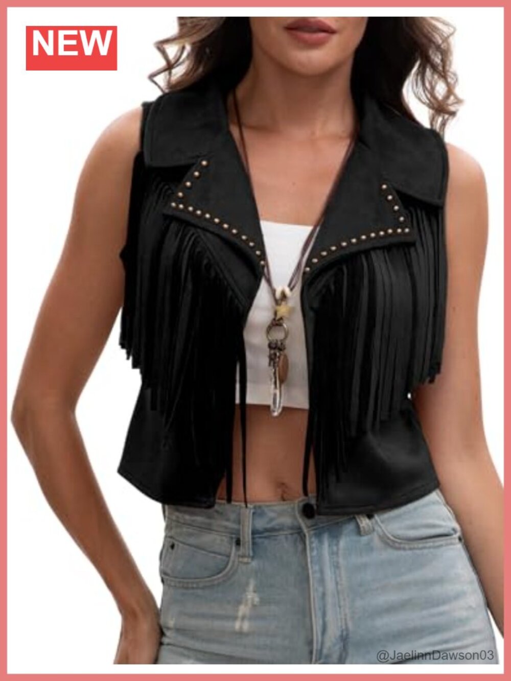 Faux Suede Fringe Cropped Vest Sleeveless Western Cowgirl Boho Waistcoat